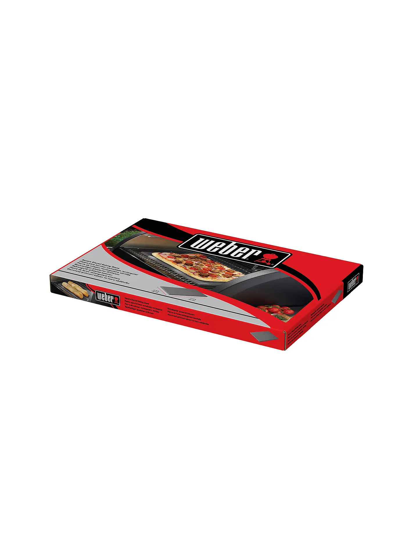 WEBER GRILL | Pizzastein glasiert eckig 44x30cm Keramik Schwarz | 